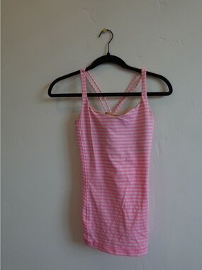 Lululemon Pink & White Striped Tank